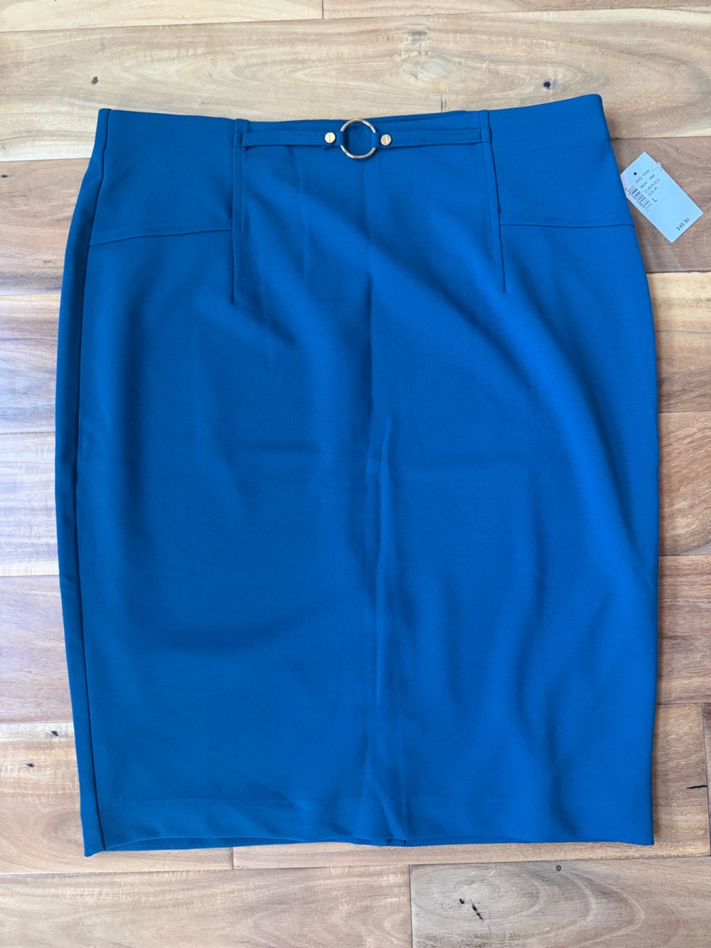 Ricki's Teal Pencil Skirt with Gold Ring Detail